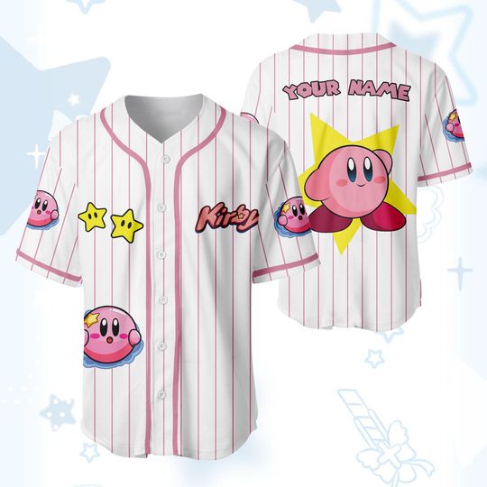 Custom Kirby Cutter Dream Land Super Mario Baseball Jersey, Nintendo Super Mario Jersey Shirt, Mario Nintendo Universal Studio Trip Shirt
