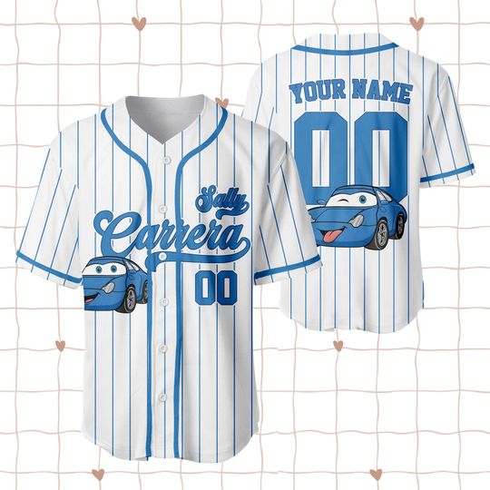 Disney Cars Sally Baseball Jersey, Custom Name Cars Sally Jersey, Cars Movie Characters Jersey, Disney Cars Birthday Shirt