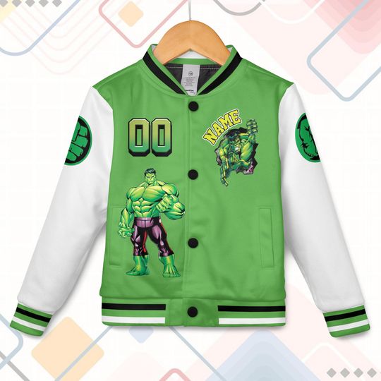 Custom Hulk Marvel Super Hero Baseball Jacket, Kids & Youth Varsity Jacket