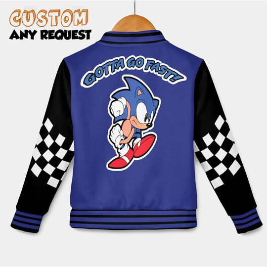 Personalized Sonic the Hedgehog Varsity Jacket, Custom Sonic Baseball Jacket
