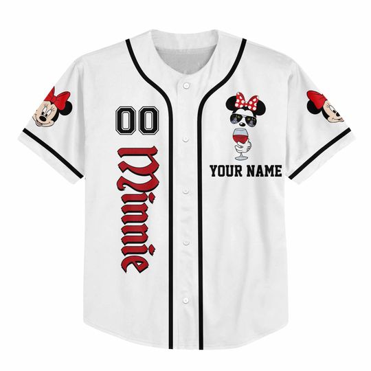 Custom Disney Drinking Around the World Team Baseball Jersey with Mickey and Friends