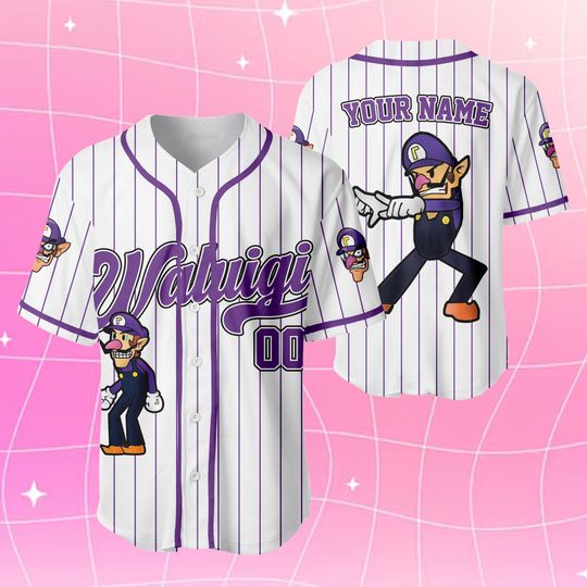 Custom Waluigi Super Mario Baseball Jersey, Wario Waluigi Shirt, Waluigi shirt, Super Mario Studio Trip Shirt