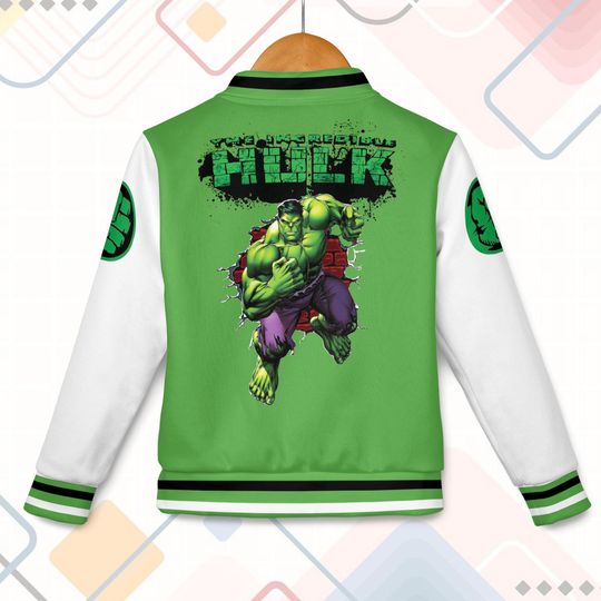 Custom Hulk Marvel Super Hero Baseball Jacket, Kids & Youth Varsity Jacket