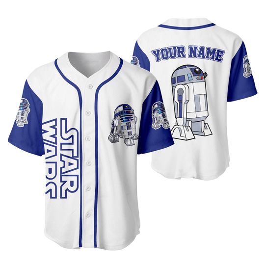 Personalized Star Wars R2- D2 Robot Baseball Jersey, Custom R2- D2 Jersey Shirt