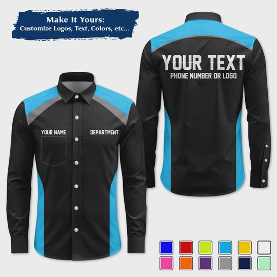 Custom Racing Shirt with Sharp Streak Graphics  Personalized Pit Crew Button-Up Uniform
