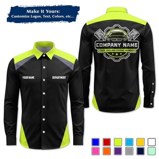 Custom Mechanic Uniform Personalized Pit Crew Button-Up Uniform