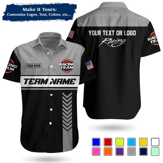 Custom Racing Team Name Work Shirt | Personalized Name, Logo & Company Text | Pit Crew Uniform