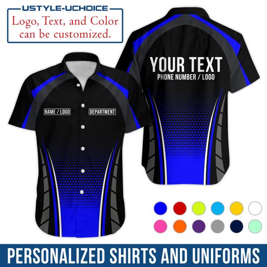 Custom Work Shirt  Personalized Uniform with Name & Department, Logo Printing, Short Sleeve Button Down