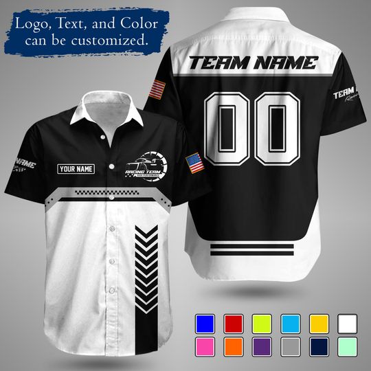 Custom Racing Shirt  Personalized Motorsport Team Apparel with Logo and Text