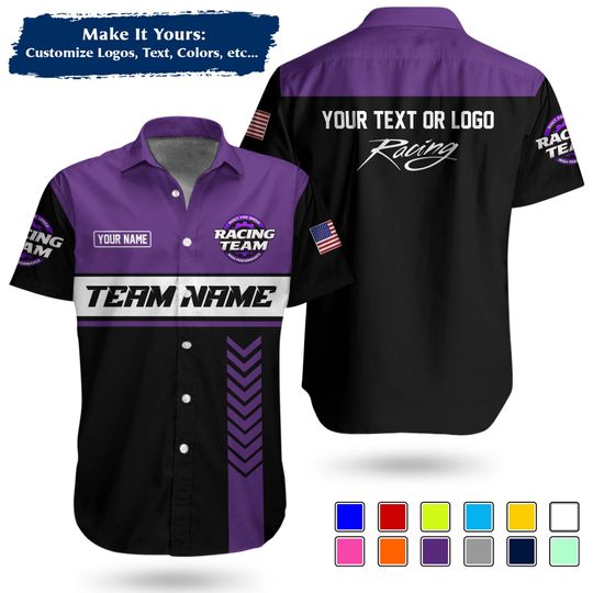 Custom Racing Team Name Work Shirt | Personalized Name, Logo & Company Text | Pit Crew Uniform