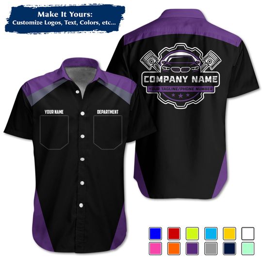 Custom Mechanic Uniform Personalized Pit Crew Button-Up Uniform