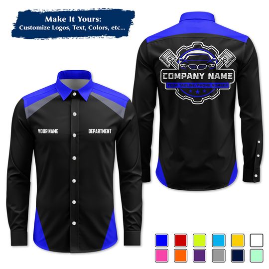Custom Mechanic Uniform Personalized Pit Crew Button-Up Uniform