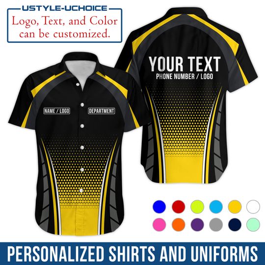 Custom Work Shirt  Personalized Uniform with Name & Department, Logo Printing, Short Sleeve Button Down