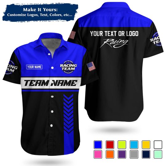 Custom Racing Team Name Work Shirt | Personalized Name, Logo & Company Text | Pit Crew Uniform