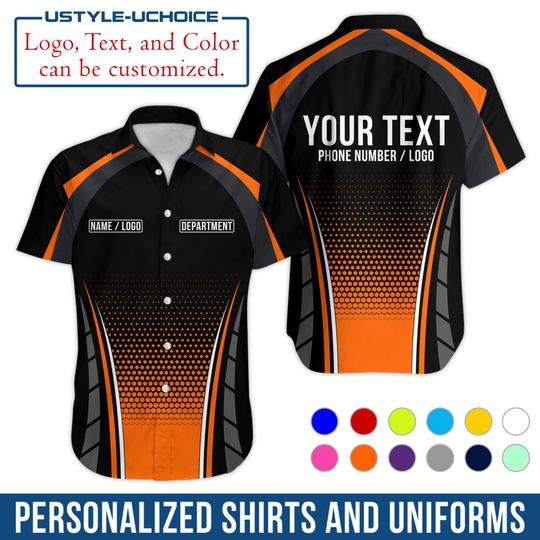 Custom Work Shirt  Personalized Uniform with Name & Department, Logo Printing, Short Sleeve Button Down