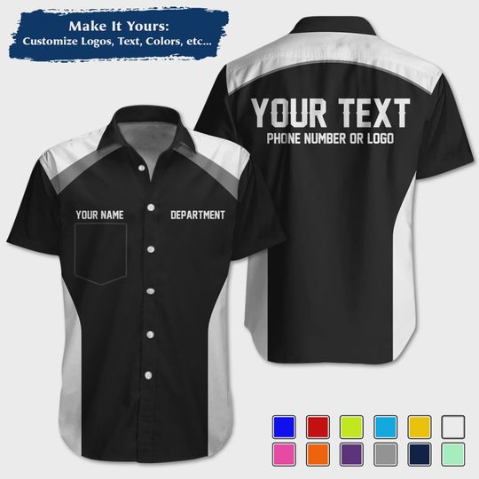 Custom Racing Shirt with Sharp Streak Graphics  Personalized Pit Crew Button-Up Uniform