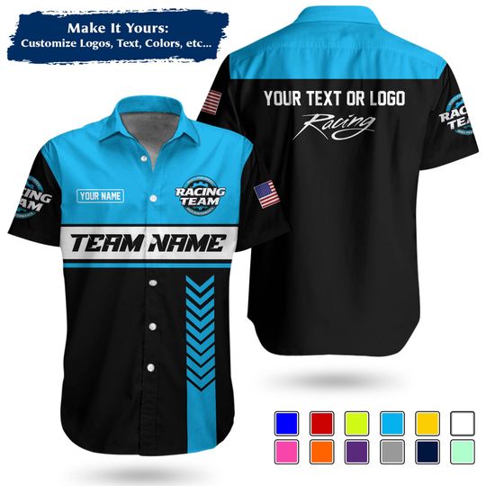 Custom Racing Team Name Work Shirt | Personalized Name, Logo & Company Text | Pit Crew Uniform