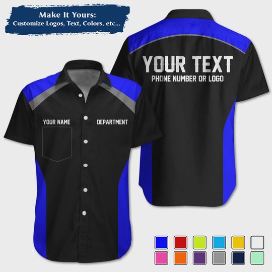 Custom Racing Shirt with Sharp Streak Graphics  Personalized Pit Crew Button-Up Uniform