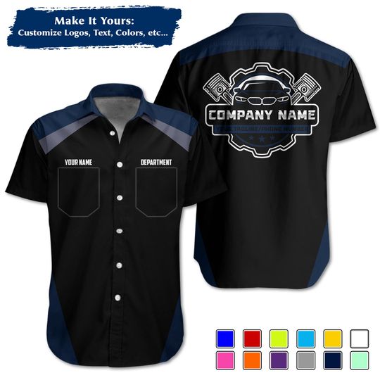 Custom Mechanic Uniform Personalized Pit Crew Button-Up Uniform