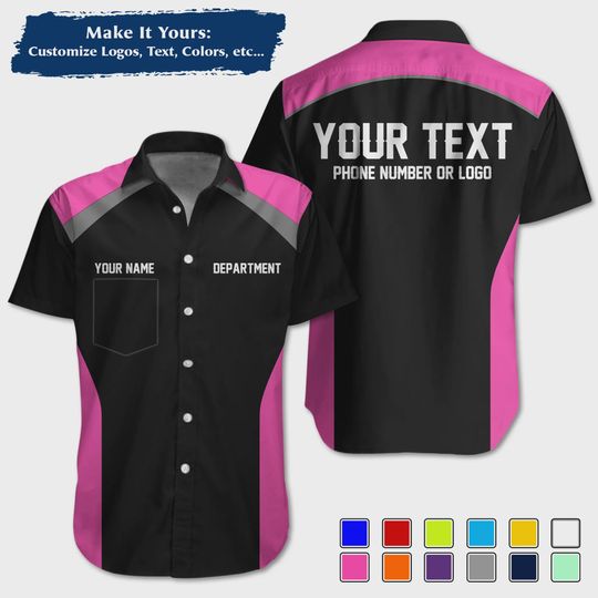 Custom Racing Shirt with Sharp Streak Graphics  Personalized Pit Crew Button-Up Uniform