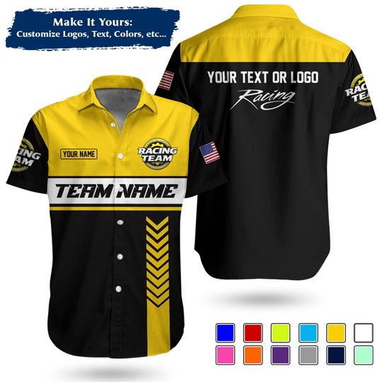 Custom Racing Team Name Work Shirt | Personalized Name, Logo & Company Text | Pit Crew Uniform