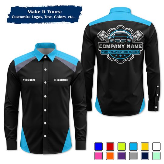 Custom Mechanic Uniform Personalized Pit Crew Button-Up Uniform