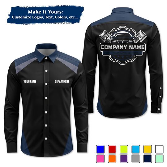 Custom Mechanic Uniform Personalized Pit Crew Button-Up Uniform