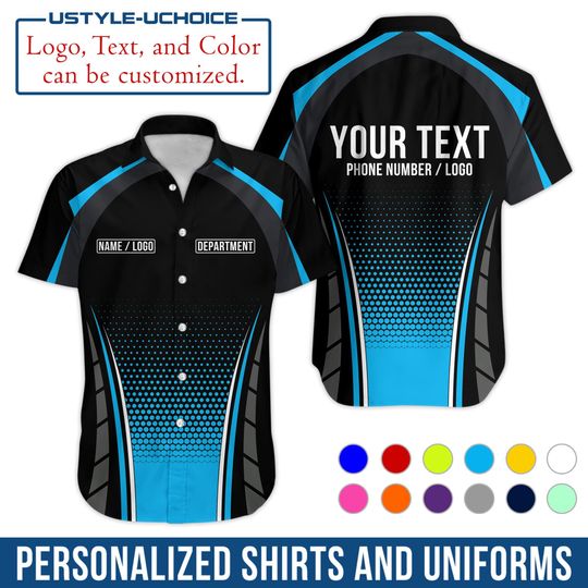 Custom Work Shirt  Personalized Uniform with Name & Department, Logo Printing, Short Sleeve Button Down
