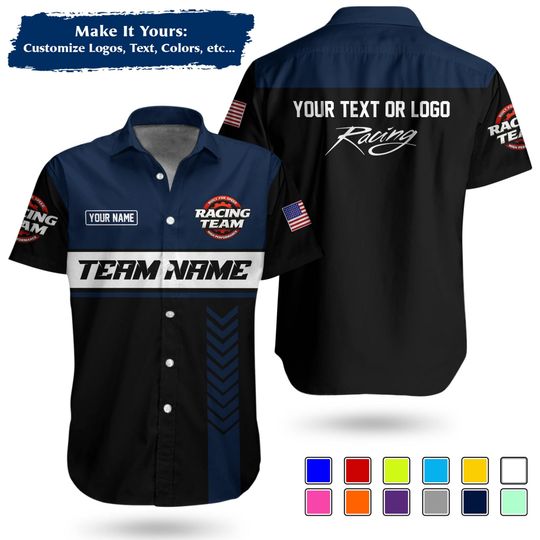 Custom Racing Team Name Work Shirt | Personalized Name, Logo & Company Text | Pit Crew Uniform
