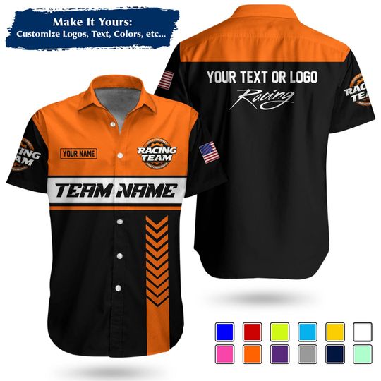 Custom Racing Team Name Work Shirt | Personalized Name, Logo & Company Text | Pit Crew Uniform