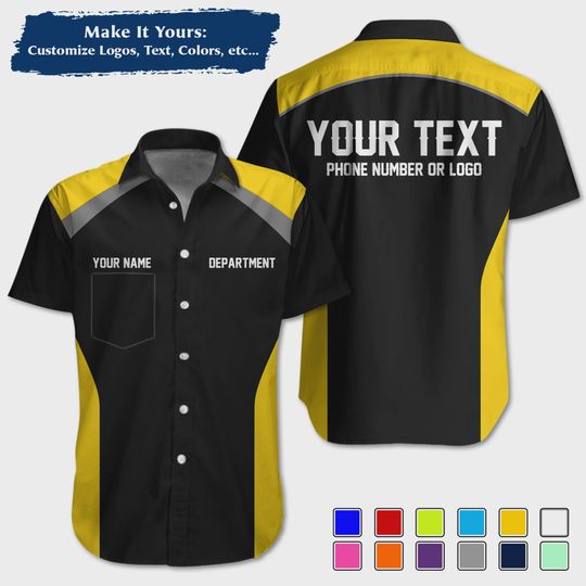 Custom Racing Shirt with Sharp Streak Graphics  Personalized Pit Crew Button-Up Uniform