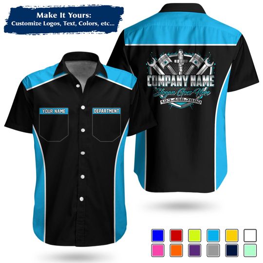 Custom Pocket  Repair WorkShirt | Personalized Name, Logo & Company Text | Crew Uniform