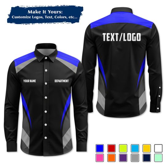 Custom Mechanic Work Shirt | Personalized Logo, Name & Color Options