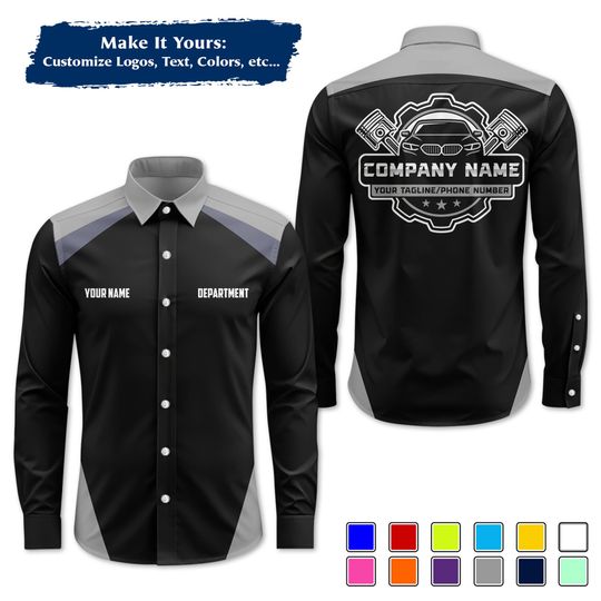 Custom Mechanic Uniform Personalized Pit Crew Button-Up Uniform