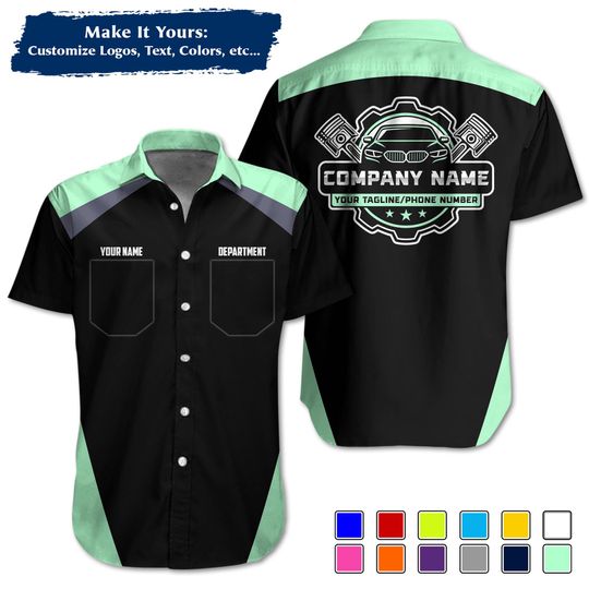 Custom Mechanic Uniform Personalized Pit Crew Button-Up Uniform