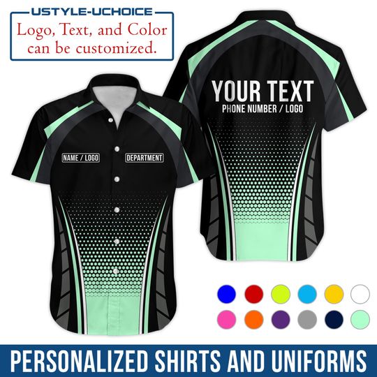 Custom Work Shirt  Personalized Uniform with Name & Department, Logo Printing, Short Sleeve Button Down