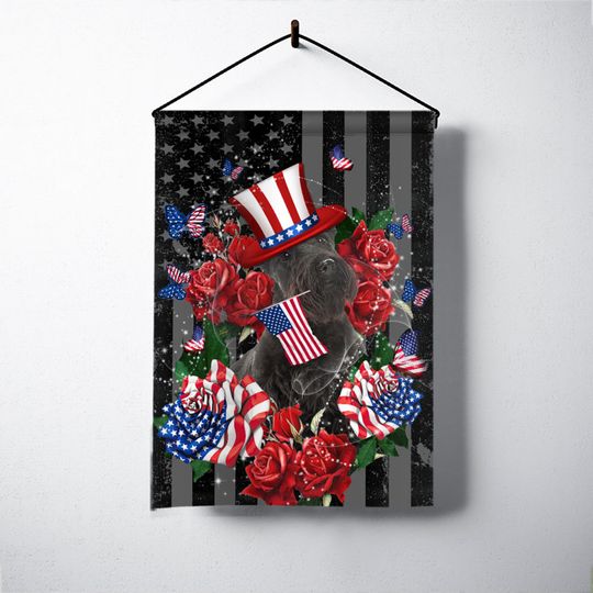 Scottish Terrier Dog Happy Independence Day House Flag