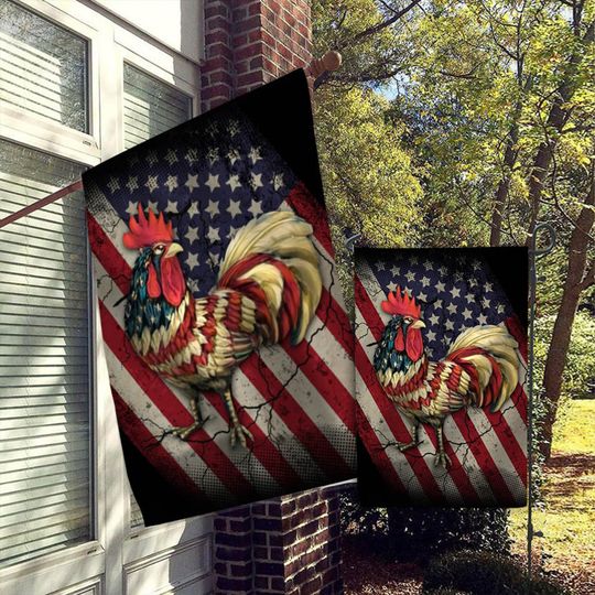 Chicken Happy Independence Day, Chicken Fourth Of July Flag, Chicken Red White Blue 4th Of July Flag, American Chicken Patriotic Flag
