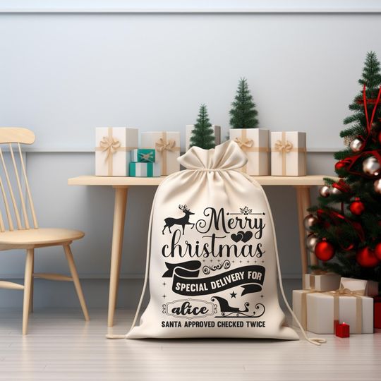 Personalized North Pole Santa Sack, Christmas Gift Bag (14"X16")