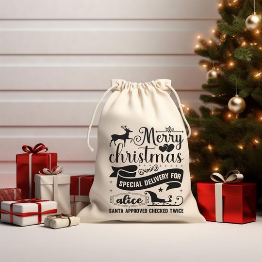 Personalized North Pole Santa Sack, Christmas Gift Bag (14"X16")