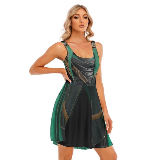 Loki Cosplay Dress Marvel Avengers Skater Dress