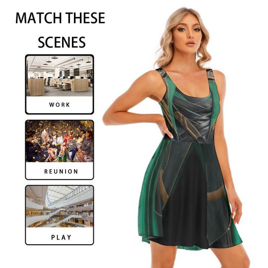 Loki Cosplay Dress Marvel Avengers Skater Dress