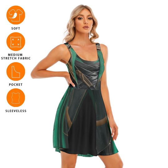 Loki Cosplay Dress Marvel Avengers Skater Dress