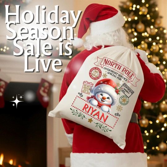 2025 Custom Christmas Gift Bag Personalized Name Santa Sack Xmas Decor