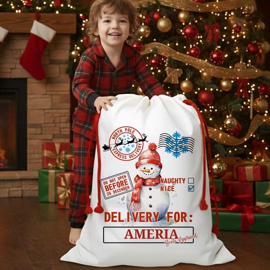 2025 Custom Christmas Gift Bag Personalized Name Santa Sack Xmas Decor