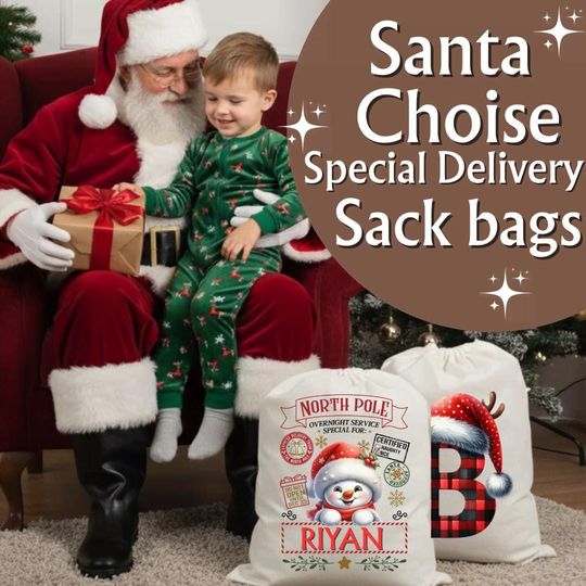 2025 Custom Christmas Gift Bag Personalized Name Santa Sack Xmas Decor