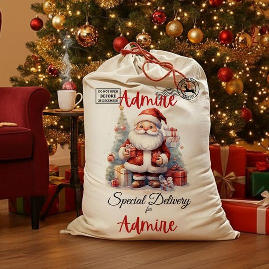 2025 Custom Christmas Gift Bag Personalized Name Santa Sack Xmas Decor