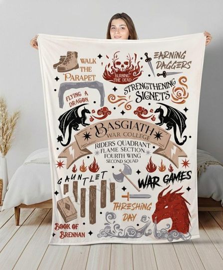 Personalized Fourth Wing Blanket, Basgiath War College Dragon Fantasy Bookish Blanket, Riders Quadrant Blanket, Dragon Rider Blanket