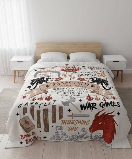 Personalized Fourth Wing Blanket, Basgiath War College Dragon Fantasy Bookish Blanket, Riders Quadrant Blanket, Dragon Rider Blanket