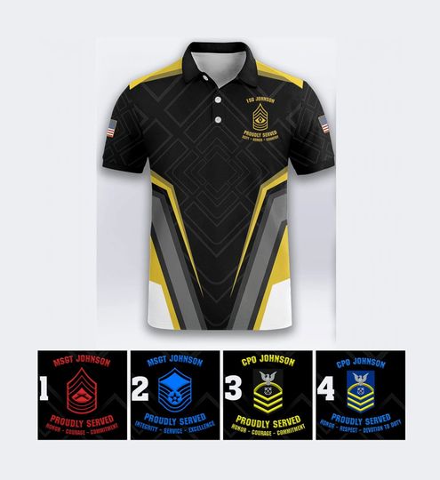 Army Veteran Custom custom name & rank Polo Shirt